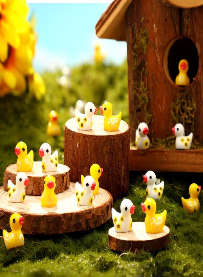 Yuntau 100 Pcs Mini Resin Sunflower Ducks Autumn Duck Figurines Bulk Tiny to Hide and Seek Duck Miniatures Micro Aquarium Garden Landscape Decoration for Fall Sunflower Party Favors - Image 2